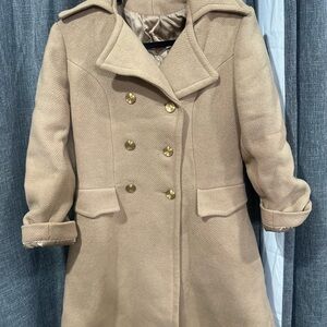 Chic Tan Double-Breasted Women's Pea Coat
